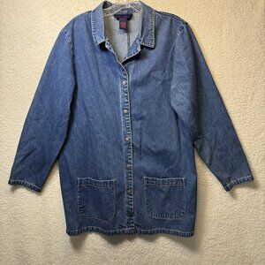 Vintage Denim & Co Chore Jacket Women's‎ Medium XL Barn Coat Button Snap Cottage
